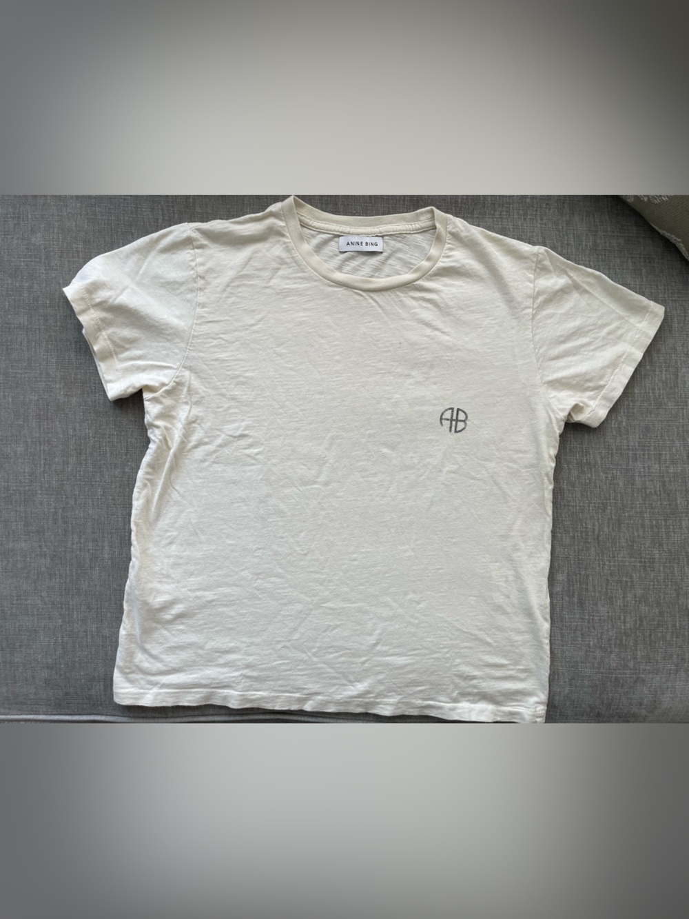 Anine Bing Cream Short-Sleeve Logo Tee